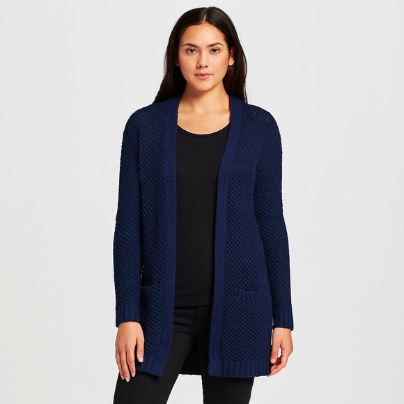 Lends End Blue Knit Cardigan Long Sweater Size XS - Picture 1 of 5